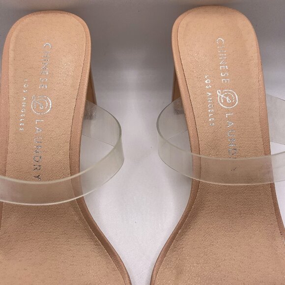Chinese Laundry Clear Strap Block Heel Sandals Nude Size 7.5M - Picture 5 of 8